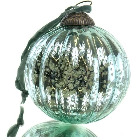 Riffelmacher Prunkvoller Weihnachtsschmuck Kugel Grün gerippt Antikstil Ø 10 cm - Glas (1/3)