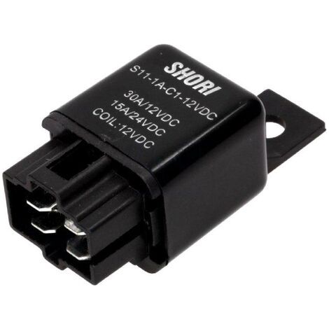 Relais automobile SPST NO 12VDC 30A – Courant 30A – Tension 12V DC – Matériau contact alliage d'argent – Température de travail -30 à 85°C (1/2)