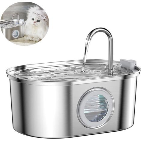 Fontaine à eau pour animaux 3,2L en acier inoxydable – Ultra silencieuse ≤ 30 dB – Filtration quadruple pour eau propre – Convient aux chats et chiens (1/5)
