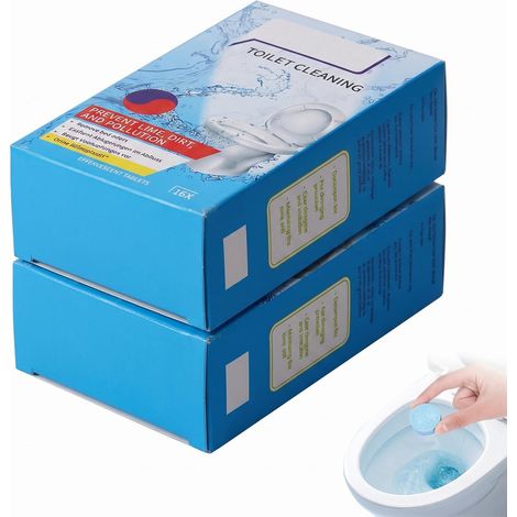 32 Pastilles Nettoyantes WC, Bloc WC Anti-Calcaire et Anti-Odeurs, Nettoyage en Profondeur Sans Frottage, Protège Tuyaux et Laisse une Fraîcheur Durable dans les Toilettes (1/5)