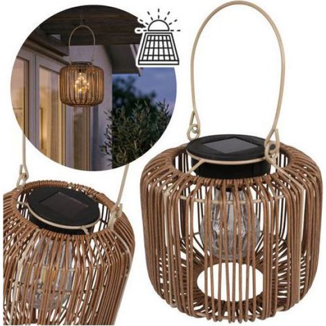 Lanterne SOLAIRE en ROTIN, lampe de jardin LED suspendue, EXTÉRIEURE pour terrasse/balcon 16 cm (1/4)
