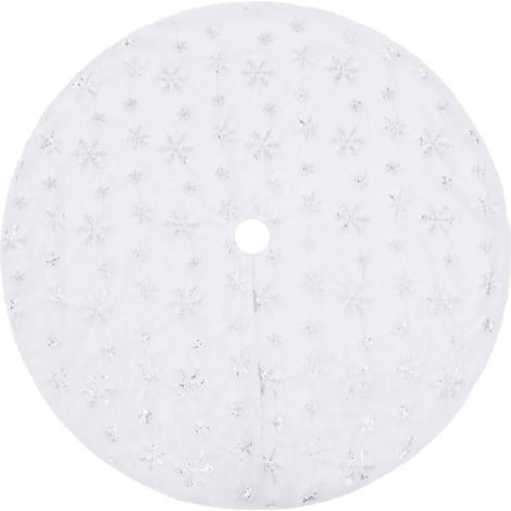 Jupe de sapin de Noël de luxe, blanche, 90 cm, fausse fourrure (1/5)