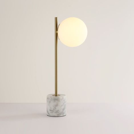 Lámpara De Mesa Bola Cristal "LICRU" - E27 - Ø 15cm - Dorado (1/5)