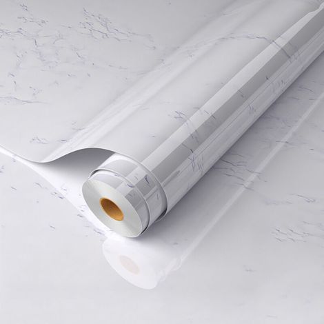 Marmor-Möbelaufkleber 80 cm x 500 cm, cremeweiße selbstklebende Tapete, wasserfeste selbstklebende Folie für Küchen- und Badezimmerarbeitsplatten (schneeweiß)