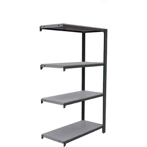 OFFICLICK Étagère 4 étagères en métal sans vis (150x90x30cm) ANTHRACITE ET GALVANISÉ (1/2)
