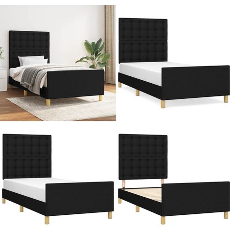 Bettgestell mit Kopfteil Schwarz 80x200 cm Stoff - Bettsystem - Doppelbett - Boxspringbetten - Lattenrost - Schlafzimmermöbel - Home & Living (1/5)