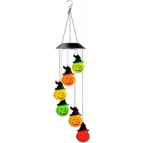 Carillon solaire citrouille d'Halloween, guirlande lumineuse citrouille étanche à suspendre pour la décoration (1/5)