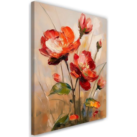 Tableau déco Coquelicots Fleurs Botaniques Peintes 70x100 (1/5)