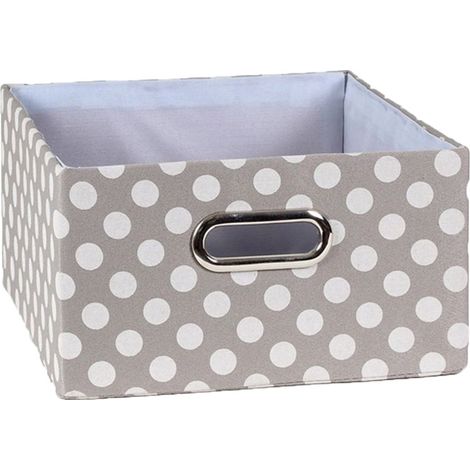 Cassetto in tessuto grigio a pois bianchi