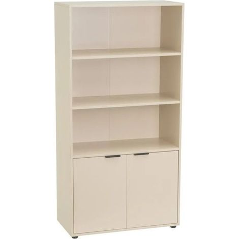 Bibliothèque - JUANIO - Juanio - 3 niches ouvertes - 2 portes - Beige 59x29x119 cm (1/5)
