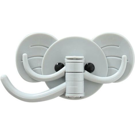 2 grands crochets muraux pivotants en forme d'éléphant, crochets muraux pivotants en forme d'animal collant pour porte-serviettes, salle de bain, cuisine, Garage（Bleu nordique）