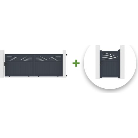 Pack puerta corredera HALTI 370C140 cm + Puerta HALTI 100 x 140 cm GRIS (1/5)