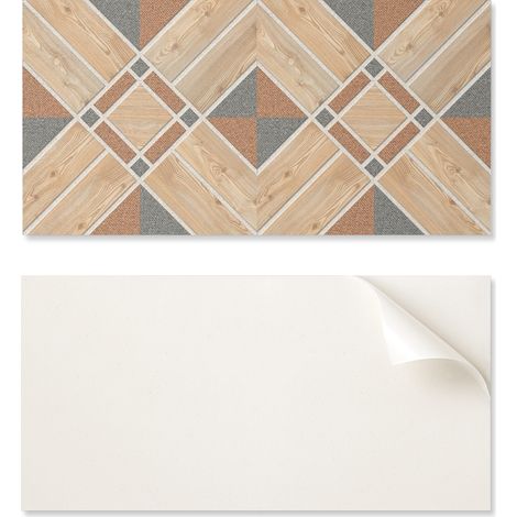 Panel decorativo de pared de PVC con estampado para habitaci贸n, 100x50 cm, dise帽o geom茅trico con detalles de madera.