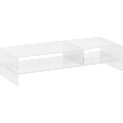 Supports d'écran-Transparent-Acrylique-2 Niveaux-Compartiment clavier-Compatible 24"-50,8x19x12cm (1/5)