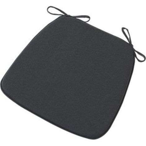 Coussin De Chaise - 40 X 38 X 3 Cm - Avec Sangles Ajustables Et Fond Antidérapant En Silicone - Noir - Lot De 2 (1/5)