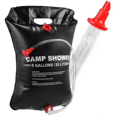 Sac Douche Solaire - 20 L - Pour Camping Extérieur Jardin Piscine - Avec Tête de Douche Réglable - 1 Pièce (1/5)