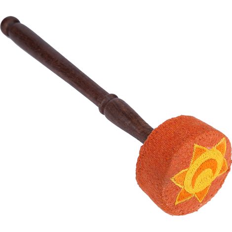 Marteau en bois dur feutré pour bol chantant tibétain, fabrication artisanale (orange) (1/5)