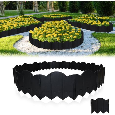 Bordure de pelouse en plastique, lot de 30 pièces. Bordure flexible pour massifs de fleurs, bordure robuste en plastique pour parterres, contours d'arbres, bordure de pelouse - installation facile au (1/5)