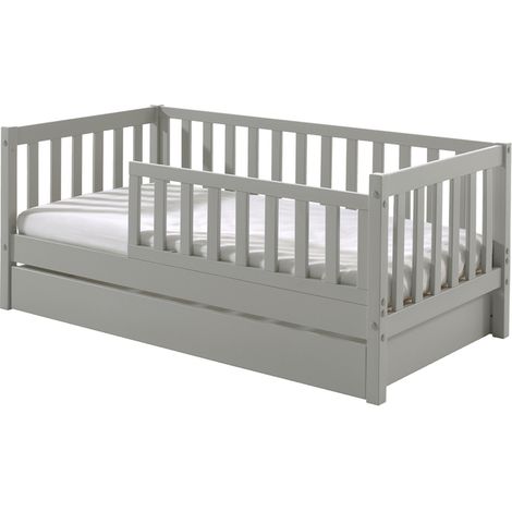 Cama 70x140 con somier y cajón Vipack Tod - Gris