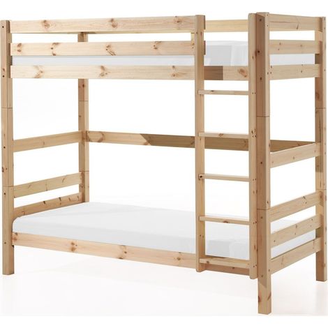 Lit superposé gigogne 90x200 avec tiroir pin massif clair Pino H 180cm (1/3)