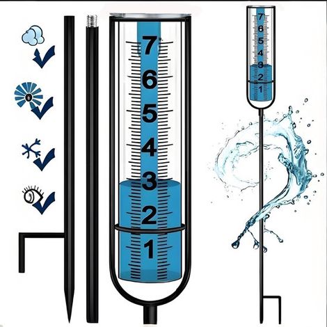 Pluviomètre de jardin solaire résistant au gel - professionnel et réglable en hauteur (1/5)