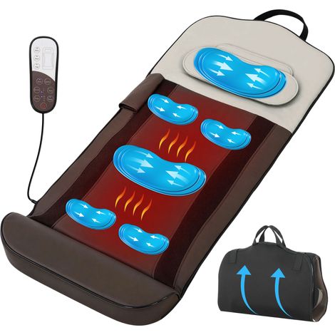 HOMCOM colchón de masaje cuerpo completo con calefacción, diseño plegable, compresión de aire 3d, 4 modos, 3 intensidades, apagado automático