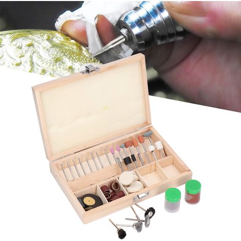 Set mit 100 universellen Zubehörteilen für Rotationswerkzeuge zum Schneiden, Schnitzen, Schleifen und Polieren. (1/5)