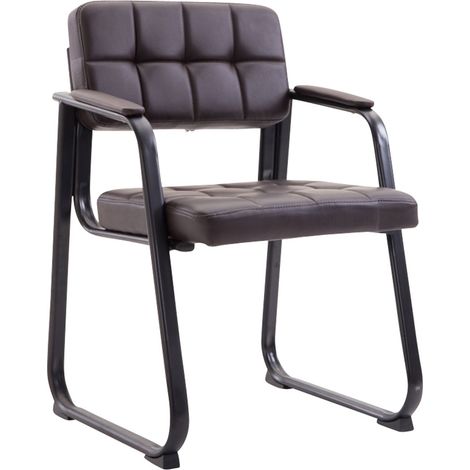 Silla de visita sillón de oficina sin ruedas sintéticas marrón BUR10223 (1/4)