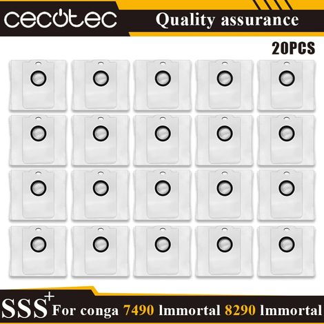 (20 pièces) Pièces détachées pour aspirateur Cecotec Conga 7490 Immortal/8290 Immortal : rouleau principal, brosse latérale, filtre HEPA, lingette de nettoyage et sac à poussière. (1/4)
