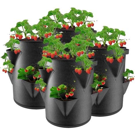 Planting Bags, 6 Side Pockets, Non-Woven Felt, 45x35 cm, For Balcony, Garden (1/5)