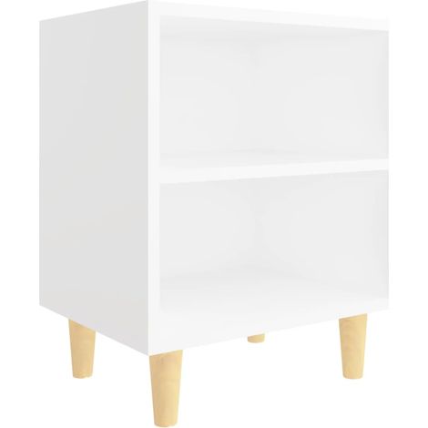 Comodino due ripiani con gambe in legno 40 x 30 x 50 cm multistrato bianco DEC033213