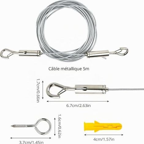 Câble en acier inoxydable, 3.5 mm épaissé câble en acier inoxydable, 304 câble en acier inoxydable tension, câble en acier inoxydable avec oeillets, barres pour les usines d'escalade, vêtements ropes (1/4)