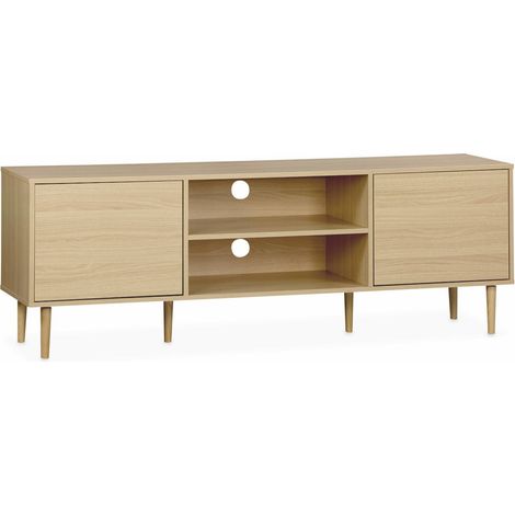 160cm TV unit wooden effect 2 doors  Natural 160x40x56 cm - Mika