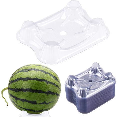 [Melonenstütze] [Wiege] [PP] [Transparent, 100 Stück] Gartenserie – Flexible und robuste Stütze für Melonen/Kürbisse, optimale Luftzirkulation (15 x 11,5 x 3 cm / 13 x 10,5 x 2,5 cm), Tragkraft: 9 kg (1/5)