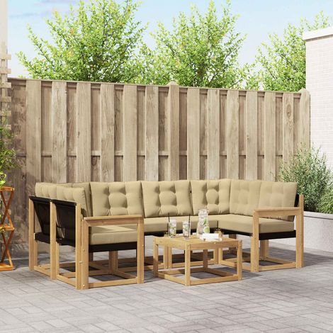 Set di divani da esterno con cuscino 7 pcs Bianco e Beige vidaXL (1/5)