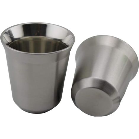 Ensemble de mugs en acier inoxydable, tasse en acier inoxydable 2 pièces, tasse en métal, gobelets, isolation thermique, tasse (6,2 x 6,1 cm)-Fei Yu (1/5)