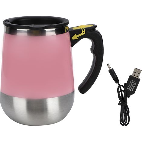 400 ml Magnetischer, automatischer Mixbecher aus Edelstahl, USB-Ladefunktion, ideal für Milch und Kaffee, Rosa (1/5)