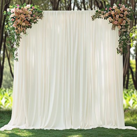 Lot de 2 rideaux de fond ivoire de 1.5 x 3 m pour fête,Saint Valentin,arche,scène,cérémonie,photographie,fête prénatale,décoration d'intérieur (1/5)