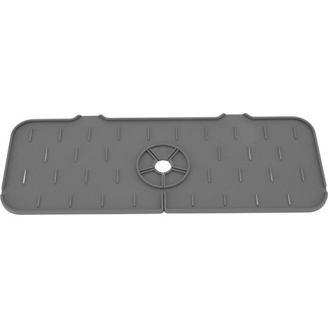 Tapis de séchage en silicone pour robinet, gris, antidérapant, anti-éclaboussures, tapis d'égouttoir de cuisine résistant à l'eau (1/5)