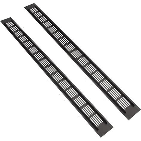 2 Pcs de couverture de grille d’aération noire 600 mm x 50 mm en alliage d’aluminium pour évent de cuisine, évents de placard, évents de réfrigérateur à lattes, évent mural de ventilation (1/5)