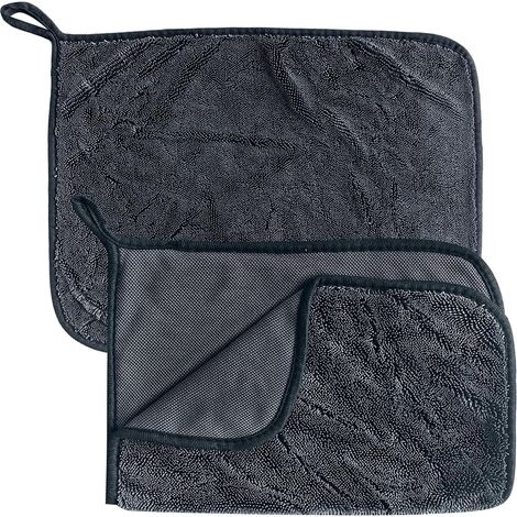 2 Pièces Serviette Lavette Microfibre Tout Usage, Chiffon Magique Vitre sans Trace Anti Calcaire, Microfibre Nettoyage pour Menage, Voiture, Vitre, Lavable en Machine, Gris, 40 x 60cm (1/5)