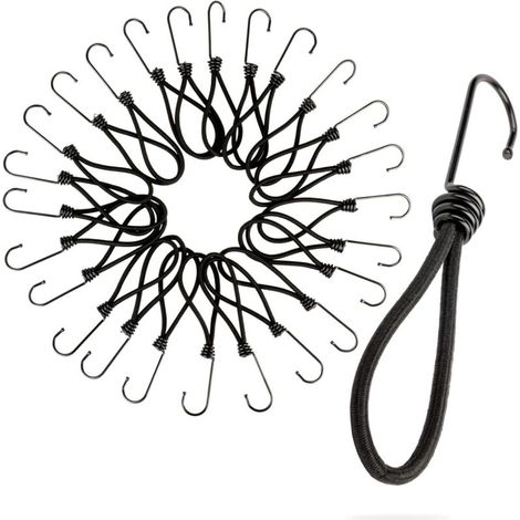 25 Pièces Tendeurs Elastique avec Crochets, Tendeur Crochet Bache, Caoutchouc de Bâche Professionnel, Cordons Élastiques Courts avec Crochets (1/5)