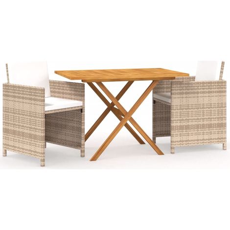 Maison Exclusive - Set da Pranzo per Giardino 3 pz con Cuscini Beige