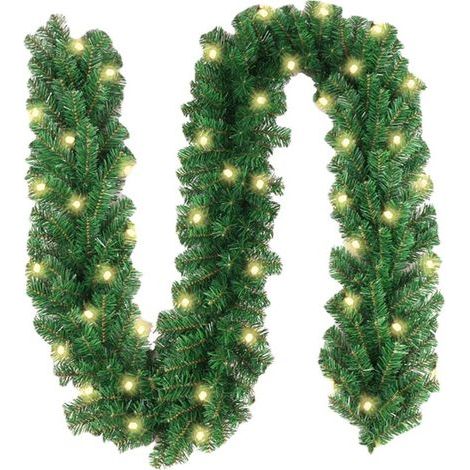 Couronne de lanternes de Noël 2,7 mètres, 160 vignes en rotin, sapin artificiel blanc chaud, décoration de Noël intérieure et extérieure (1/4)