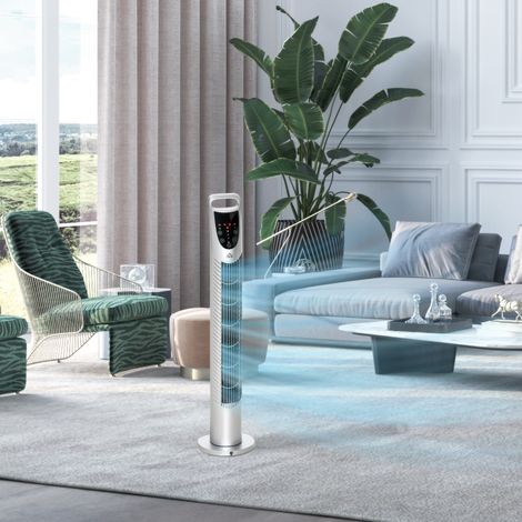 Ventilateur colonne 40W minuterie 3 vitesses 3 modes télécommande panneau tactile tour oscillant silencieux