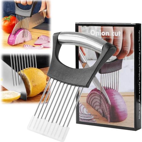 1 Pièce Tranche Oignon(Avec Housse de Protection) Porte Tranche Oignons丨Vegetable Slicer Holder,Trancheuse à Oignons pour Viande, Oignons, Pommes de Terre, Tomates, Citrons (1/5)