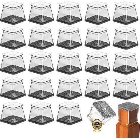 24 PCS Embouts de Pieds de Chaise Carrés en Silicone avec Feutre Protection Pied de Chaise rectangulaires Patins pour Chaises Antibruit Protection Sol Parquet et Carrelage pour Pieds Carrés 25–38 mm (1/5)