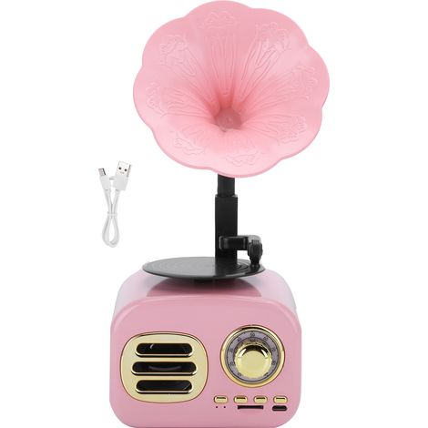 Tragbarer Vintage-Bluetooth-Lautsprecher in Pink – Retro-Lautsprecher für Audiogeräte