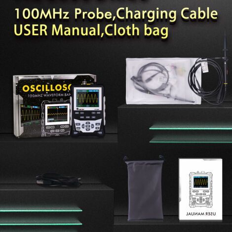 Oscilloscope numérique portable ET120M 120 MHz, sortie de signal à onde carrée de 1 MHz, adapté à la réparation automobile (1/3)