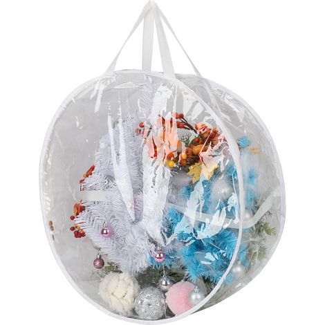 Stück Aufbewahrungsbeutel für Weihnachtskränze, 60 x 20 cm, aus wasserdichtem, transparentem PVC für die Heimdekoration (1/5)